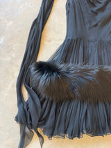 Chiffon and Fur Cocktail Dress