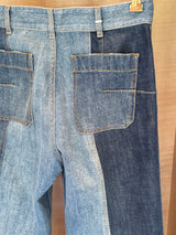 Jeans with Patchwork and Flare Bell Bottoms