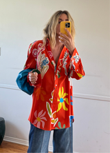 Orange Shirt with Flowers