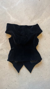 Velvet Off The Shoulder Bustier Vest