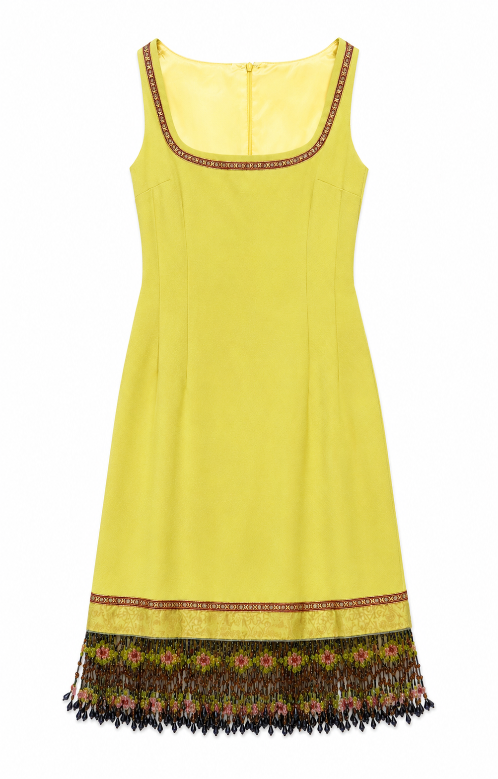 Yellow Beaded Shift Dress