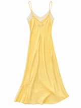 Yellow Silk and Lace Vintage Slip