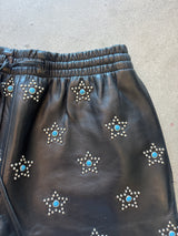 Nappa Leather and Turquoise Shorts