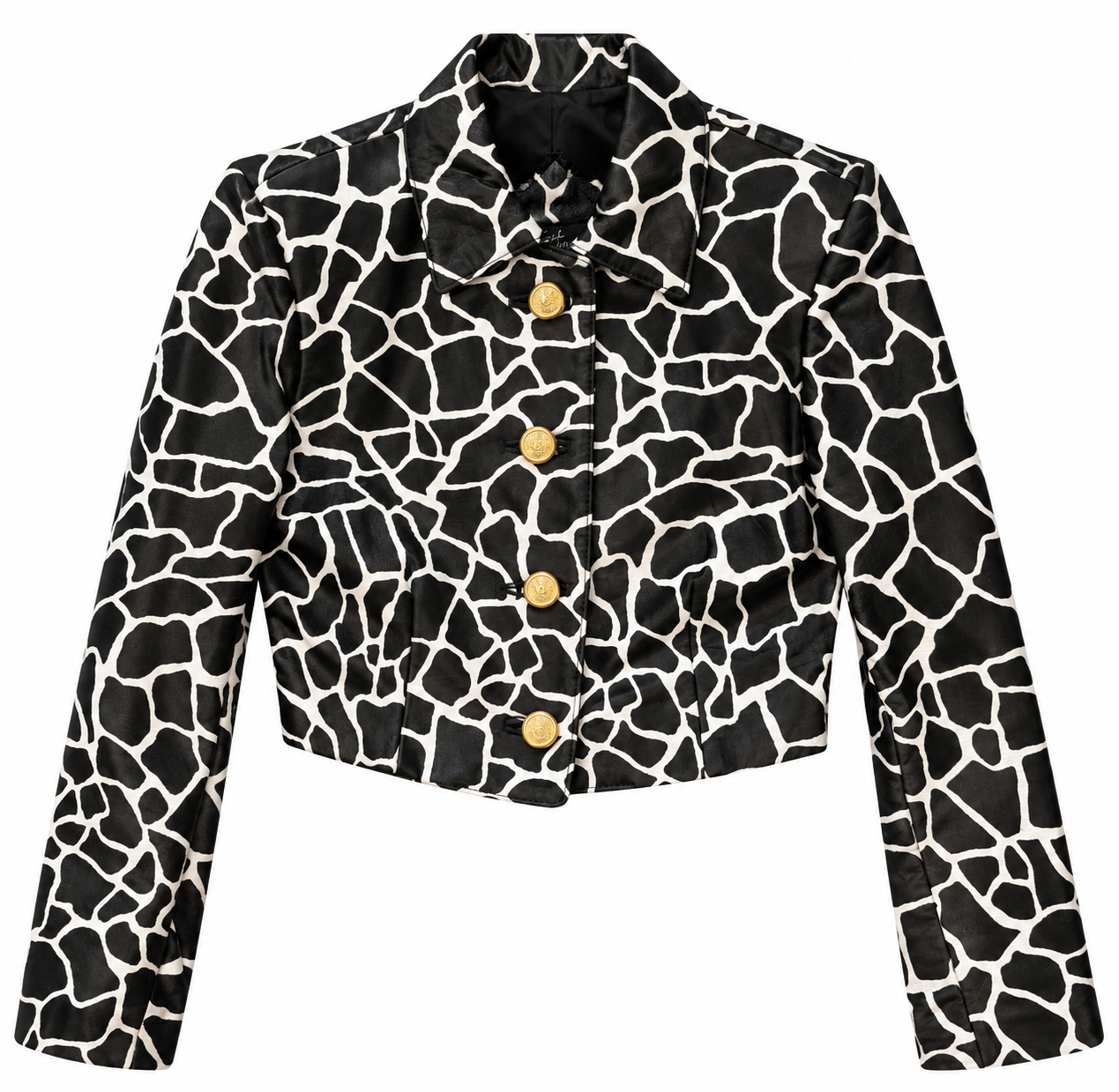 Black&White Giraffe Print leather jacket