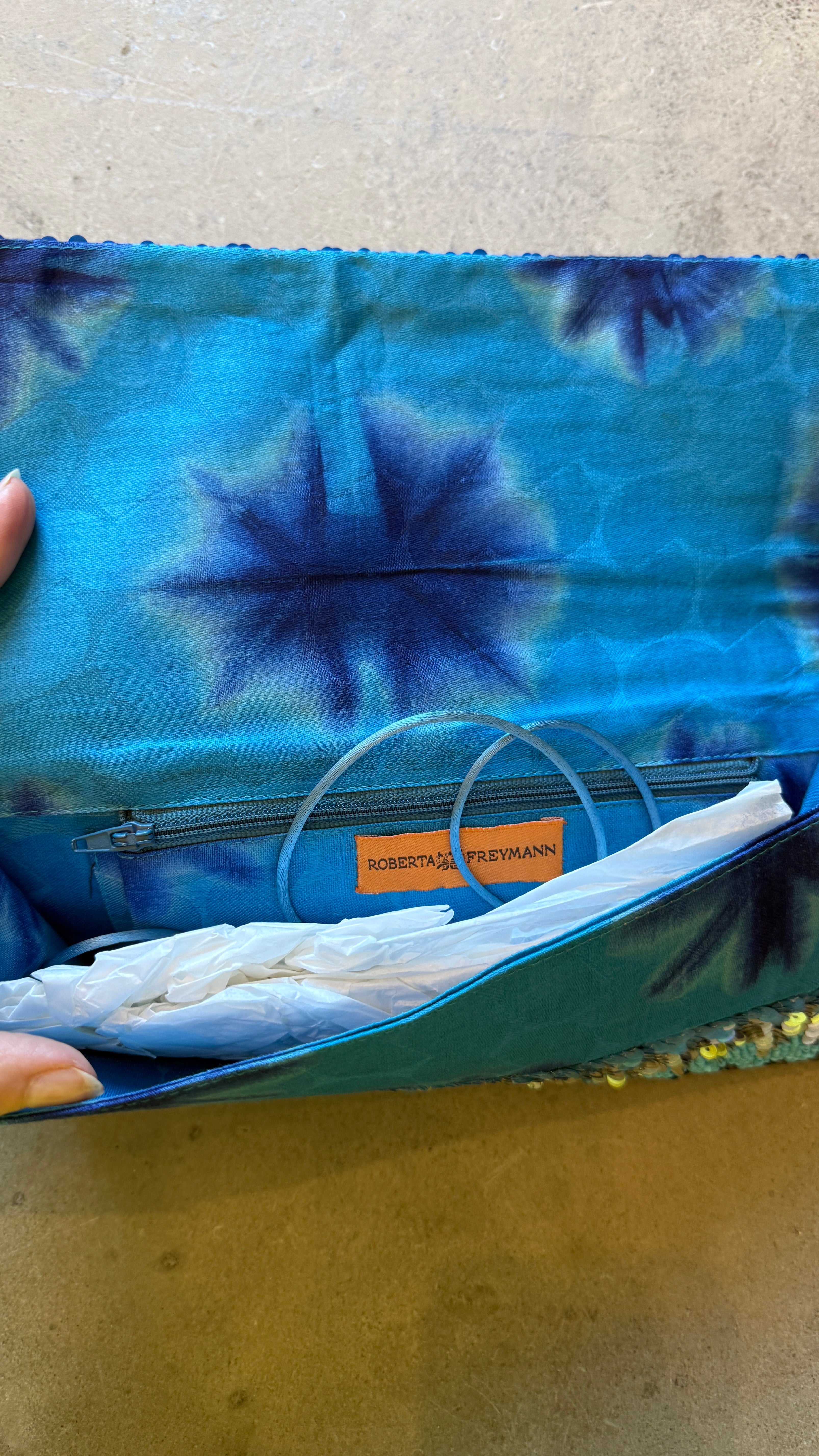 Vintage Blue Sequin Clutch