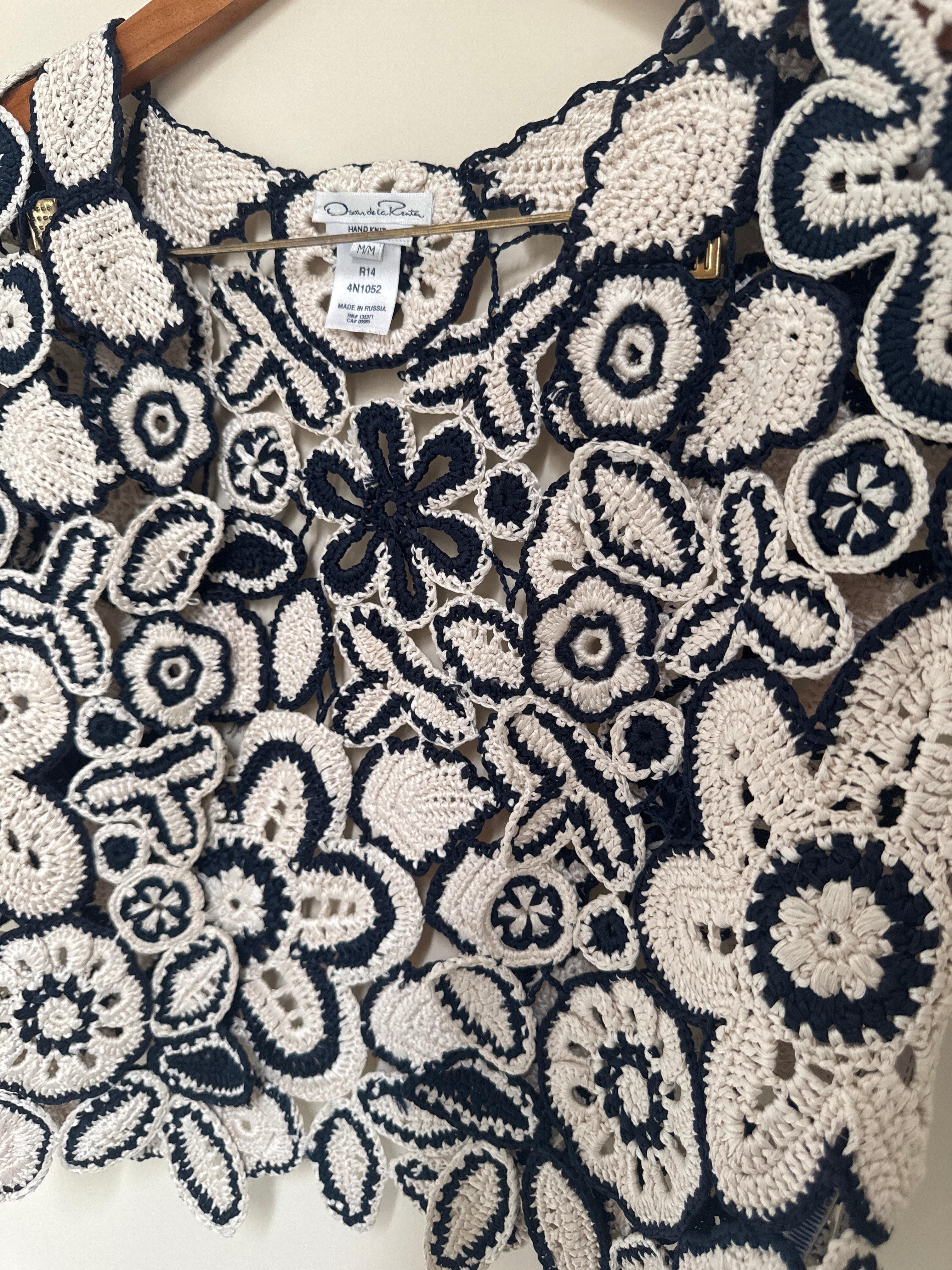 hand knit sleeveless cardigan