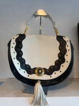 Black and White Purse with Tassles