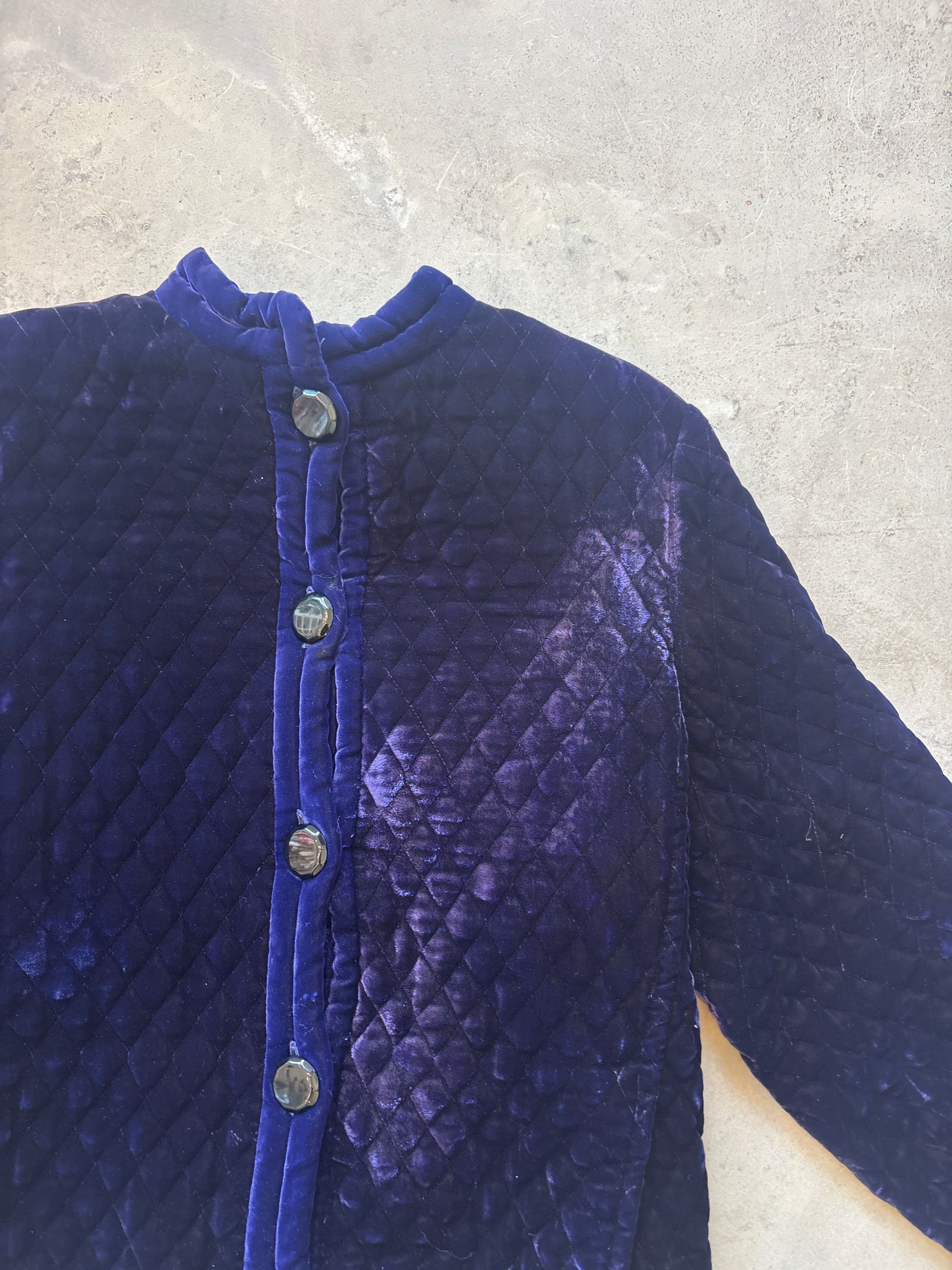 Vintage Quilted Blue Velvet Jacket