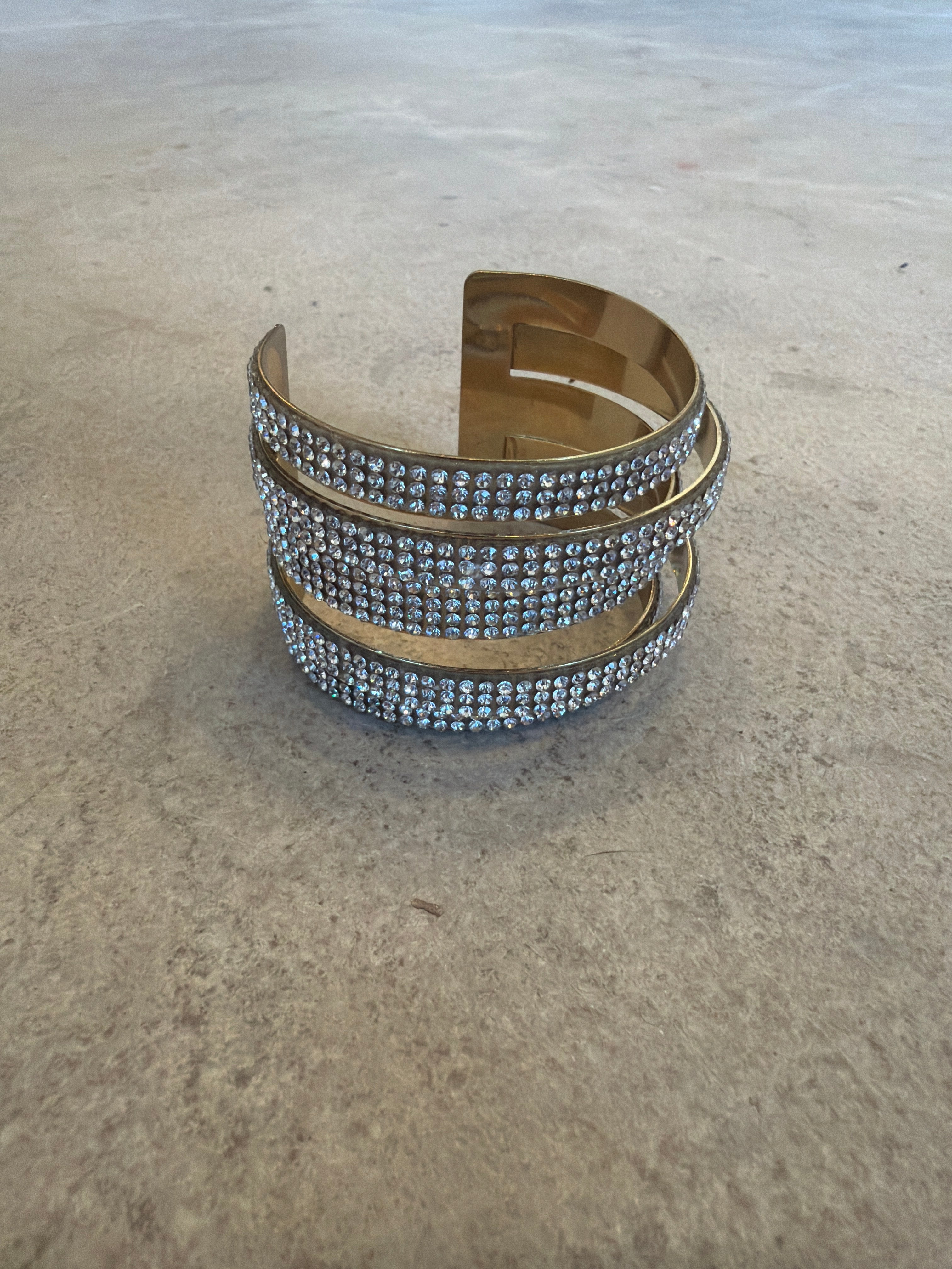 Gold Pavé Multi-Band Cuff Bracelet