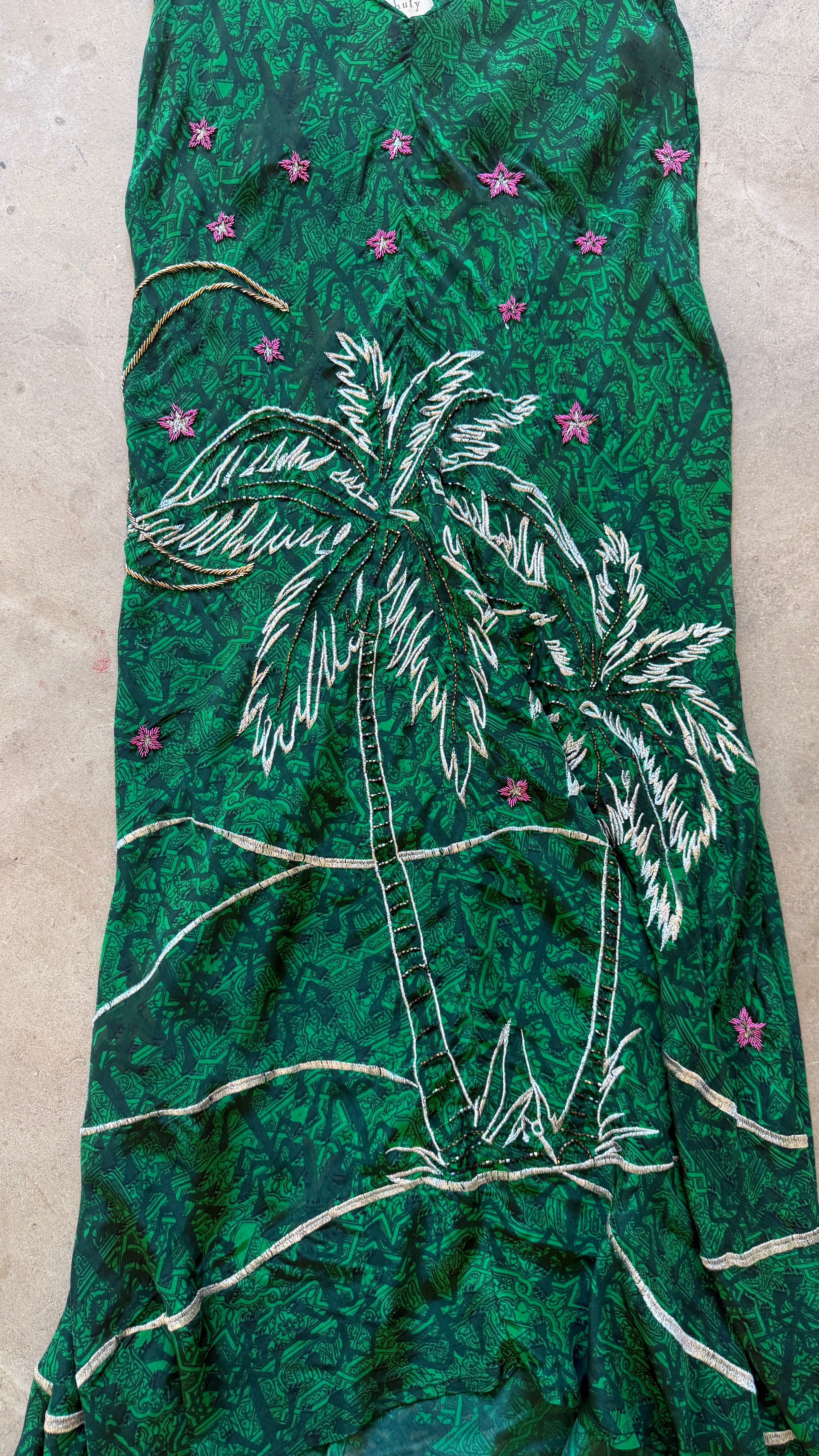 Green Palm Tree Slip Dress