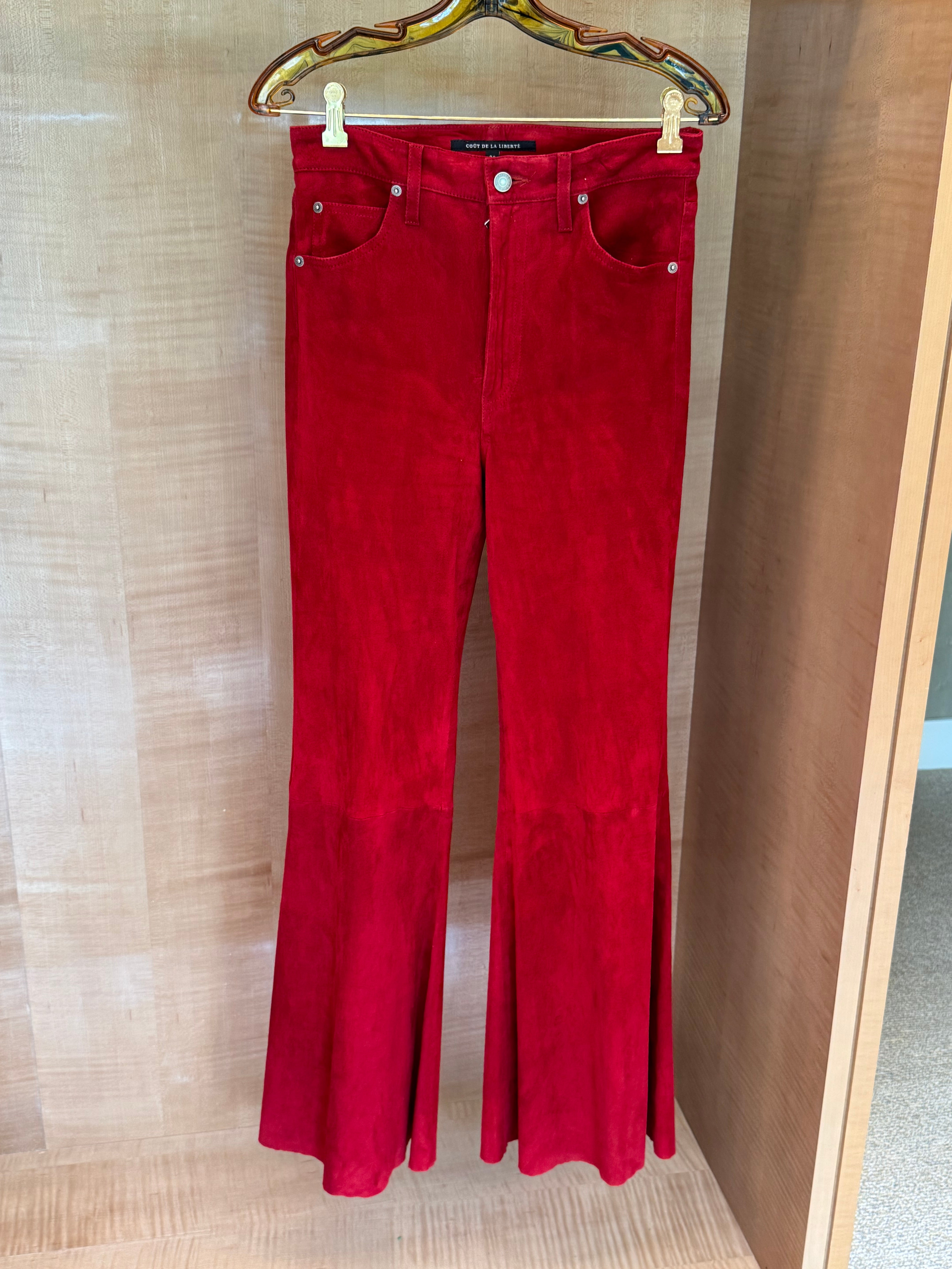 Super High-Rise Bell Flared Suede Pants