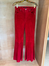 Super High-Rise Bell Flared Suede Pants