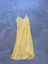Yellow Silk and Lace Vintage Slip