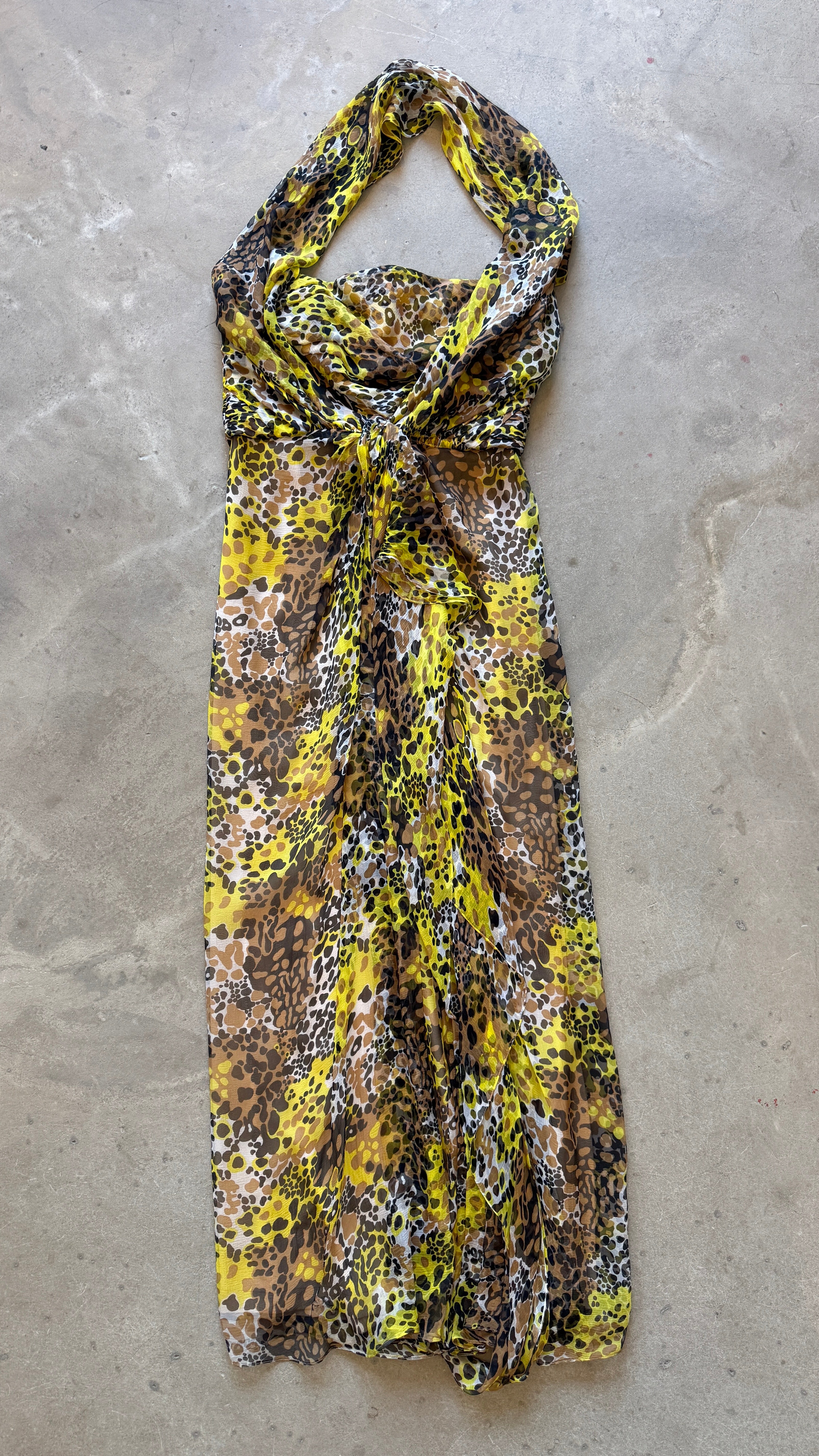 Vintage Yellow Leopard Dress