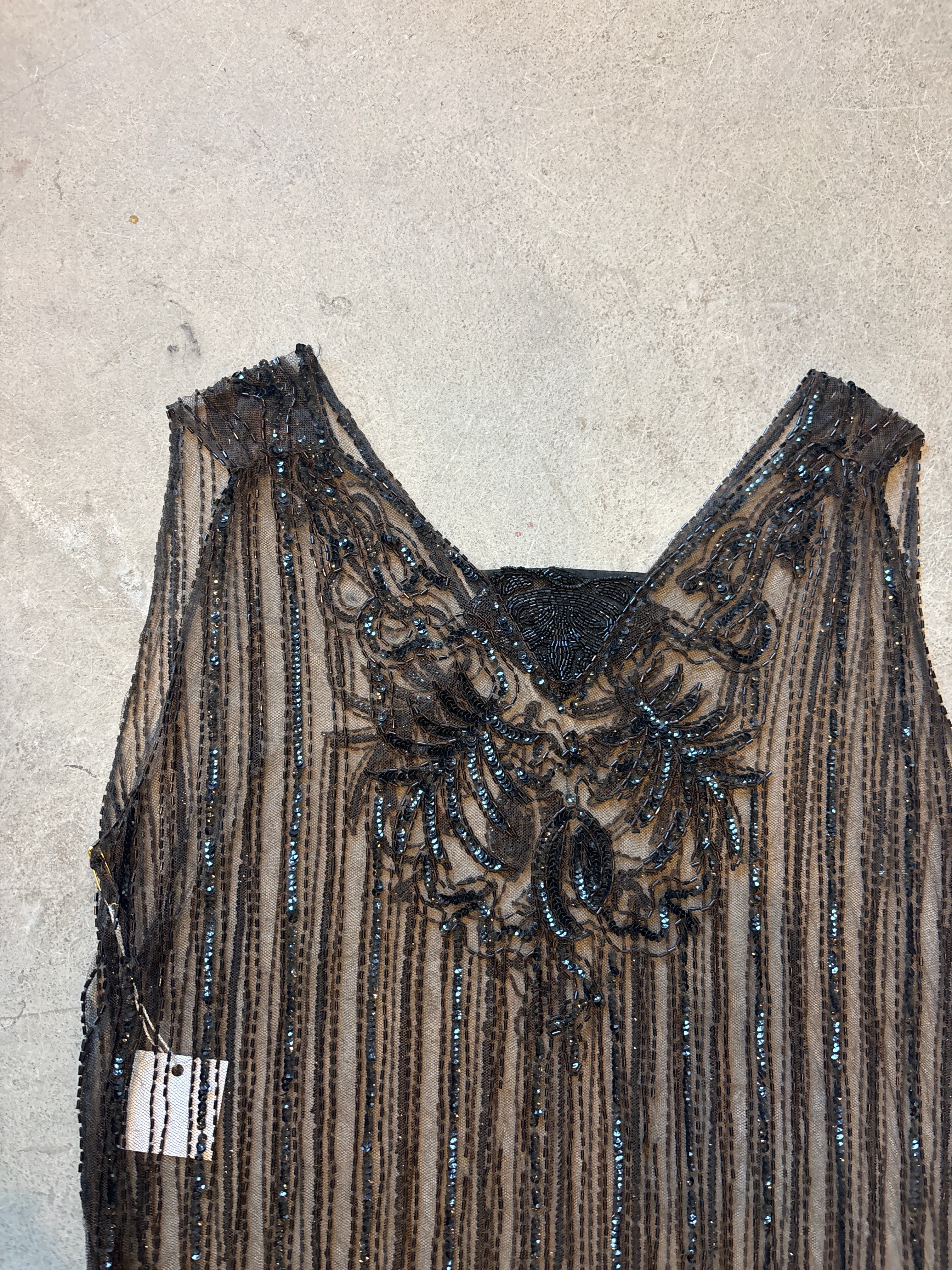 Black Beaded Sheer Gown