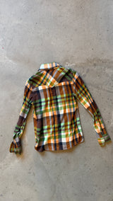 Vintage Green and Orange Plaid Shirt