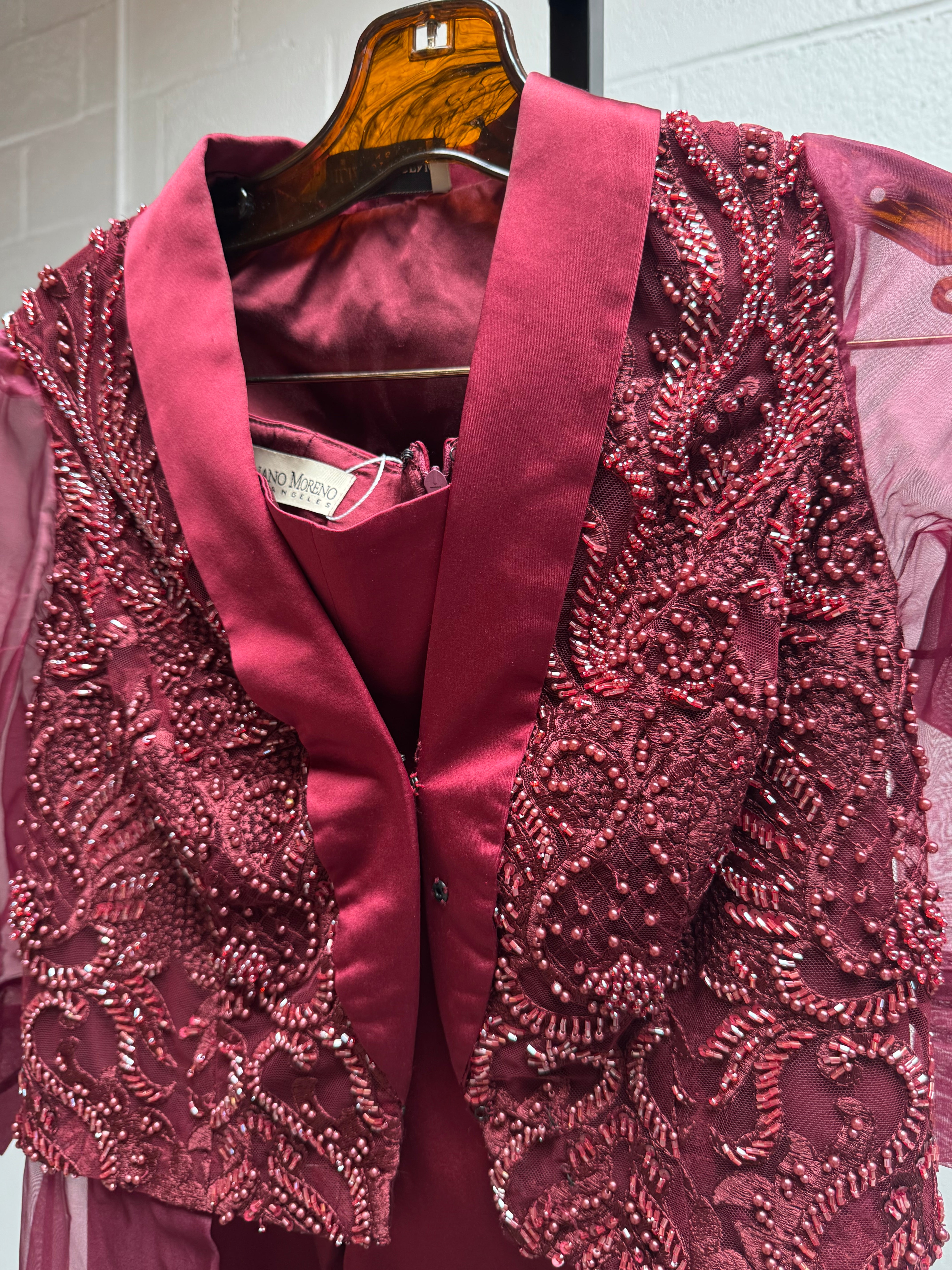Burgundy Beaded Suit Set