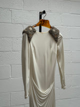 White Gown with Embellished Crystal Shoulders