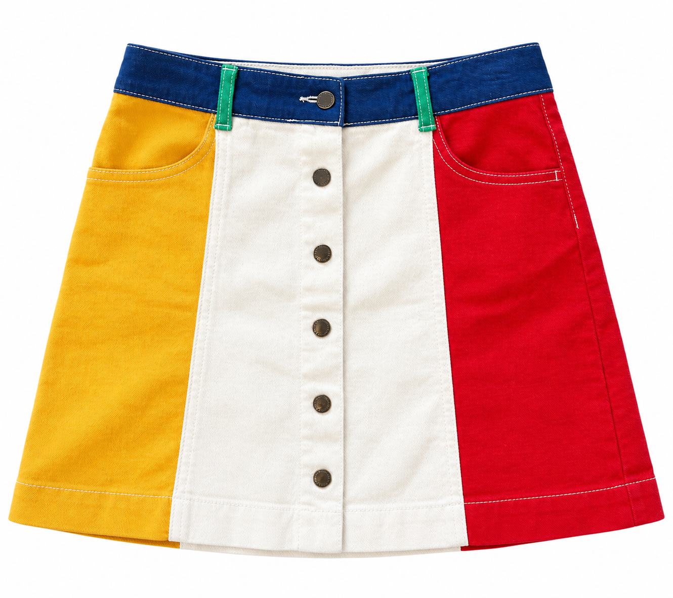 Colorblock Denim Mini Skirt
