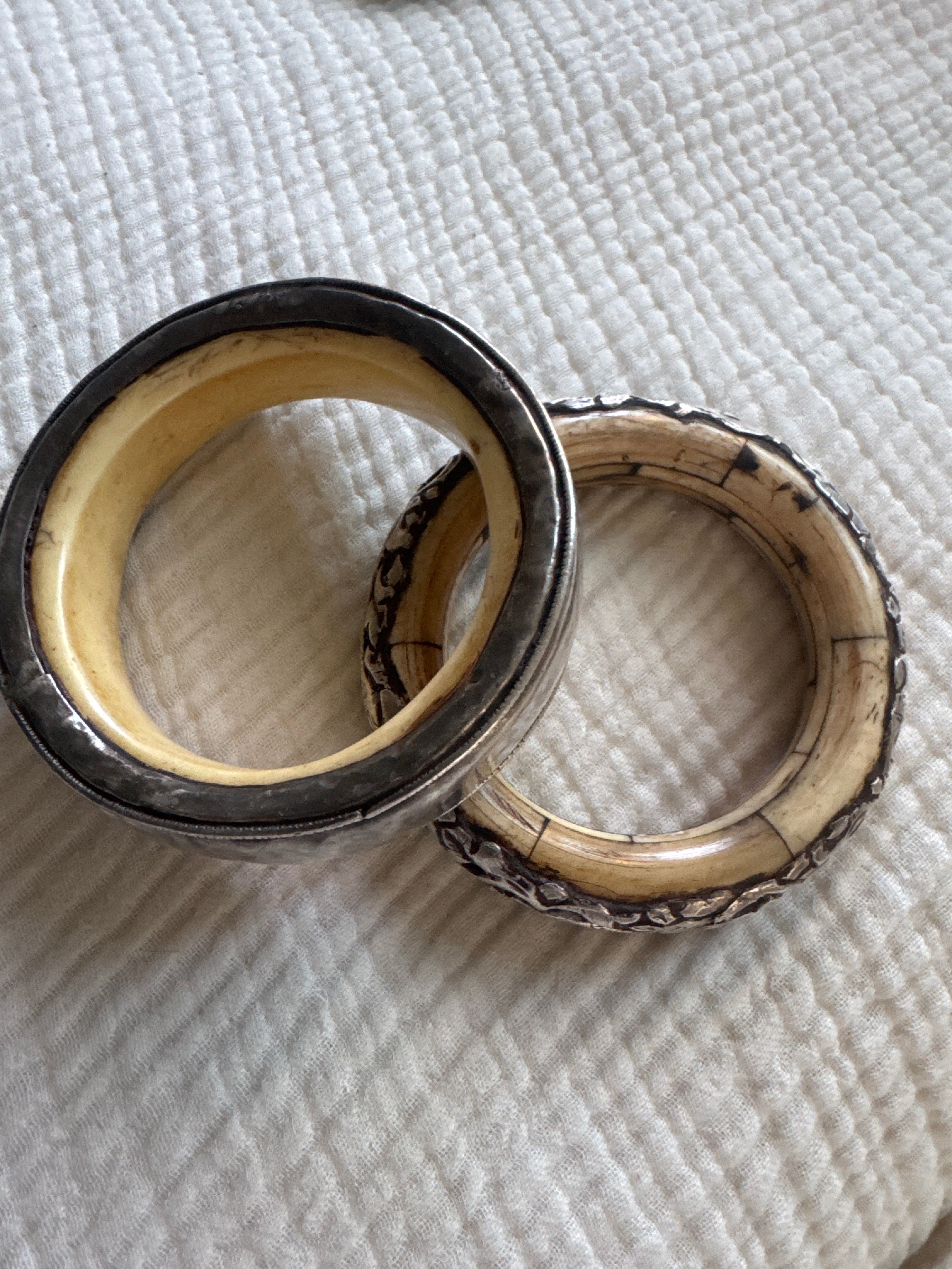 Silver and Bone Bracelets