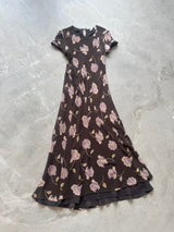 Brown and Dusty Purple Floral Dress