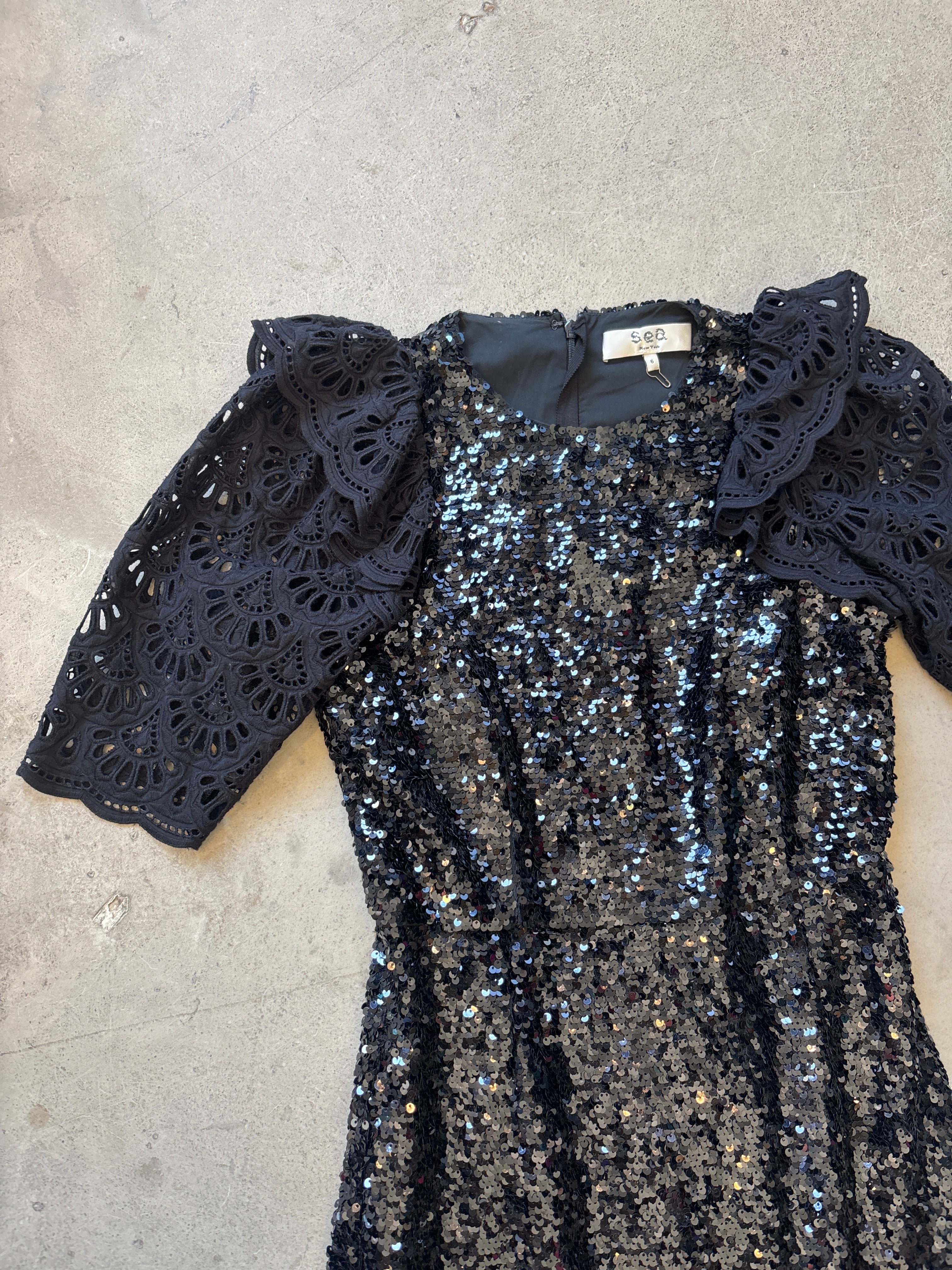 Sea Glitter Dress with Lace