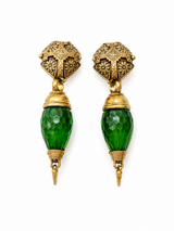 Green and Gold Clip On Earrings