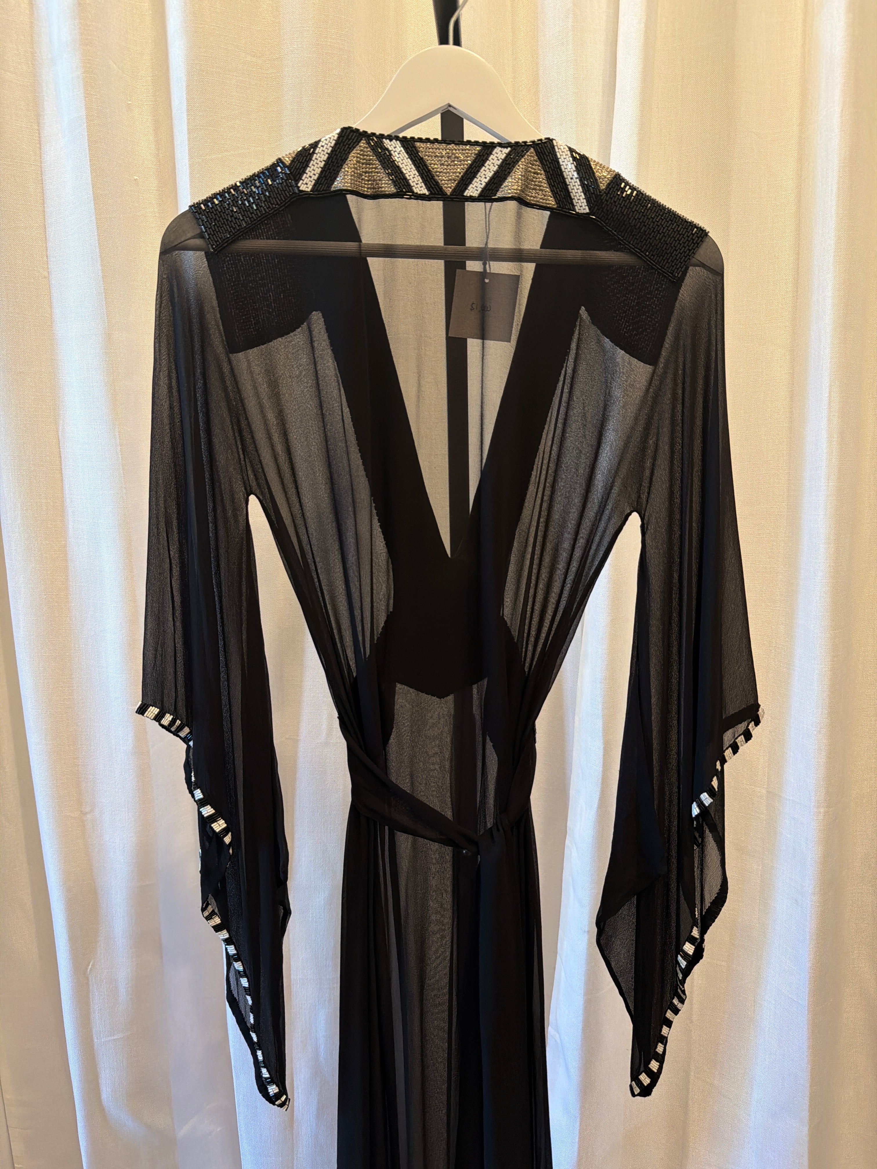 Sheer Beaded Caftan Dress
