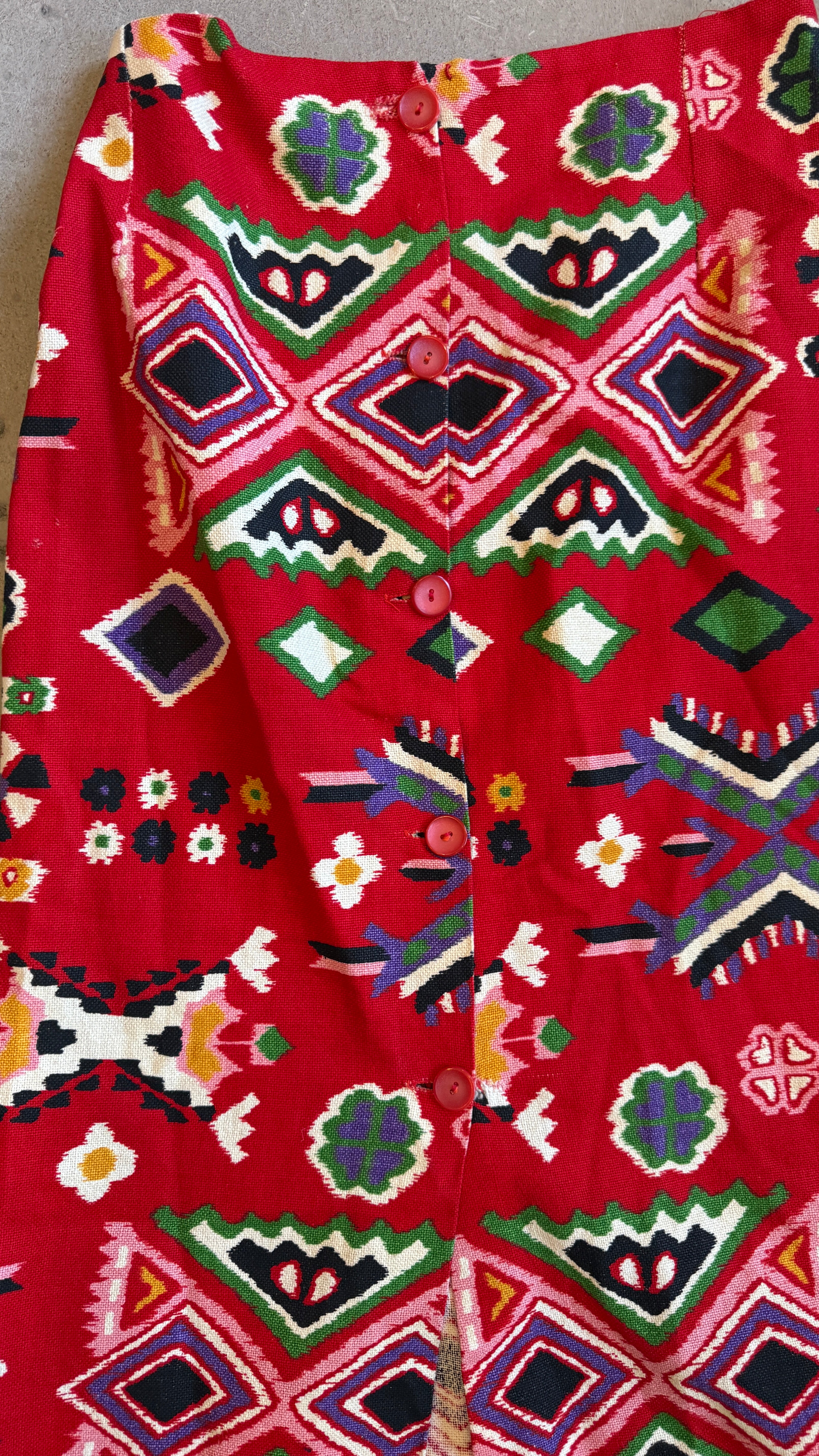 Red Tribal Geometric Skirt