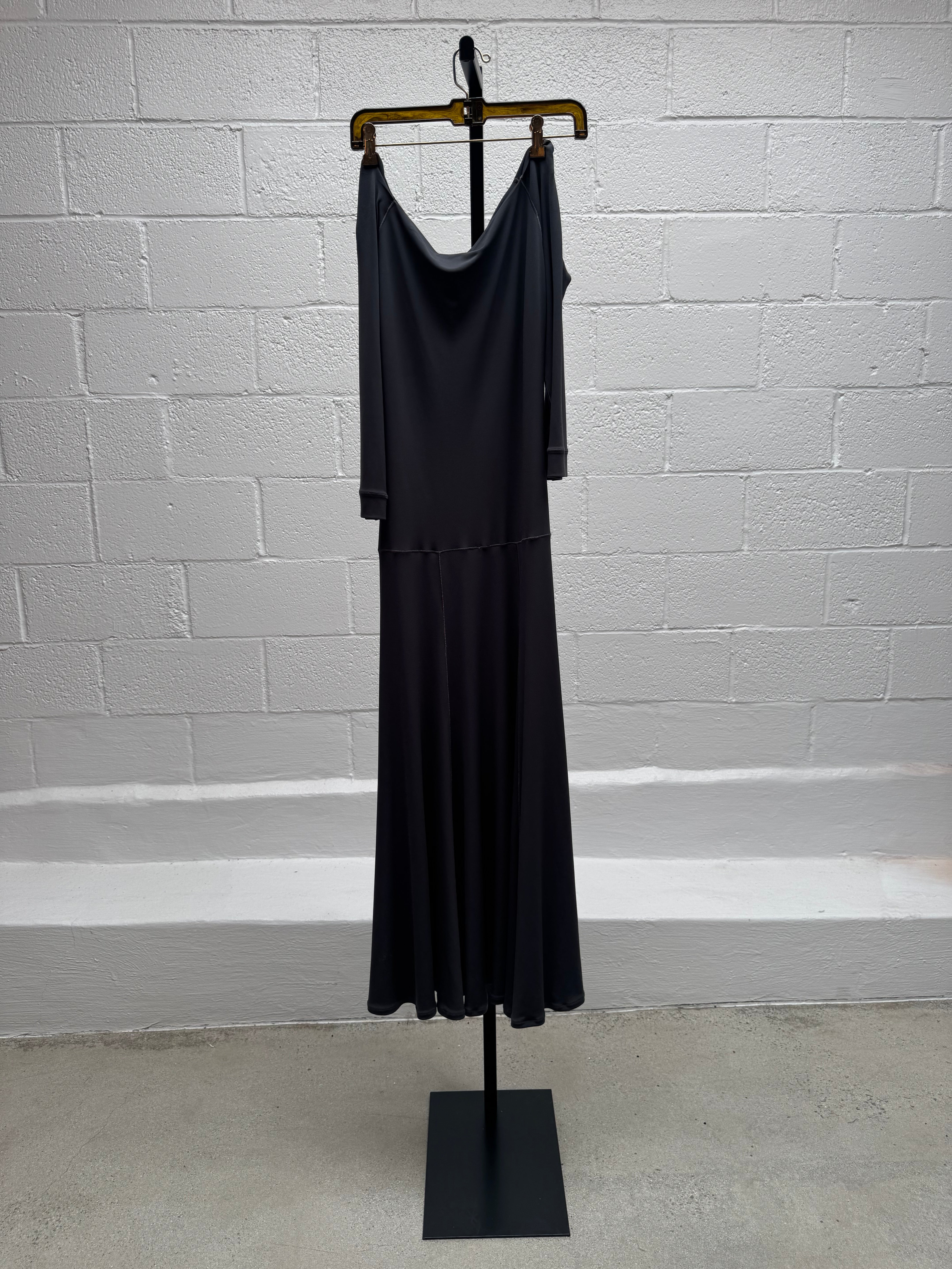 Gray Jersey Off the Shoulder Dress