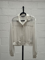 White Silk pleated shirt