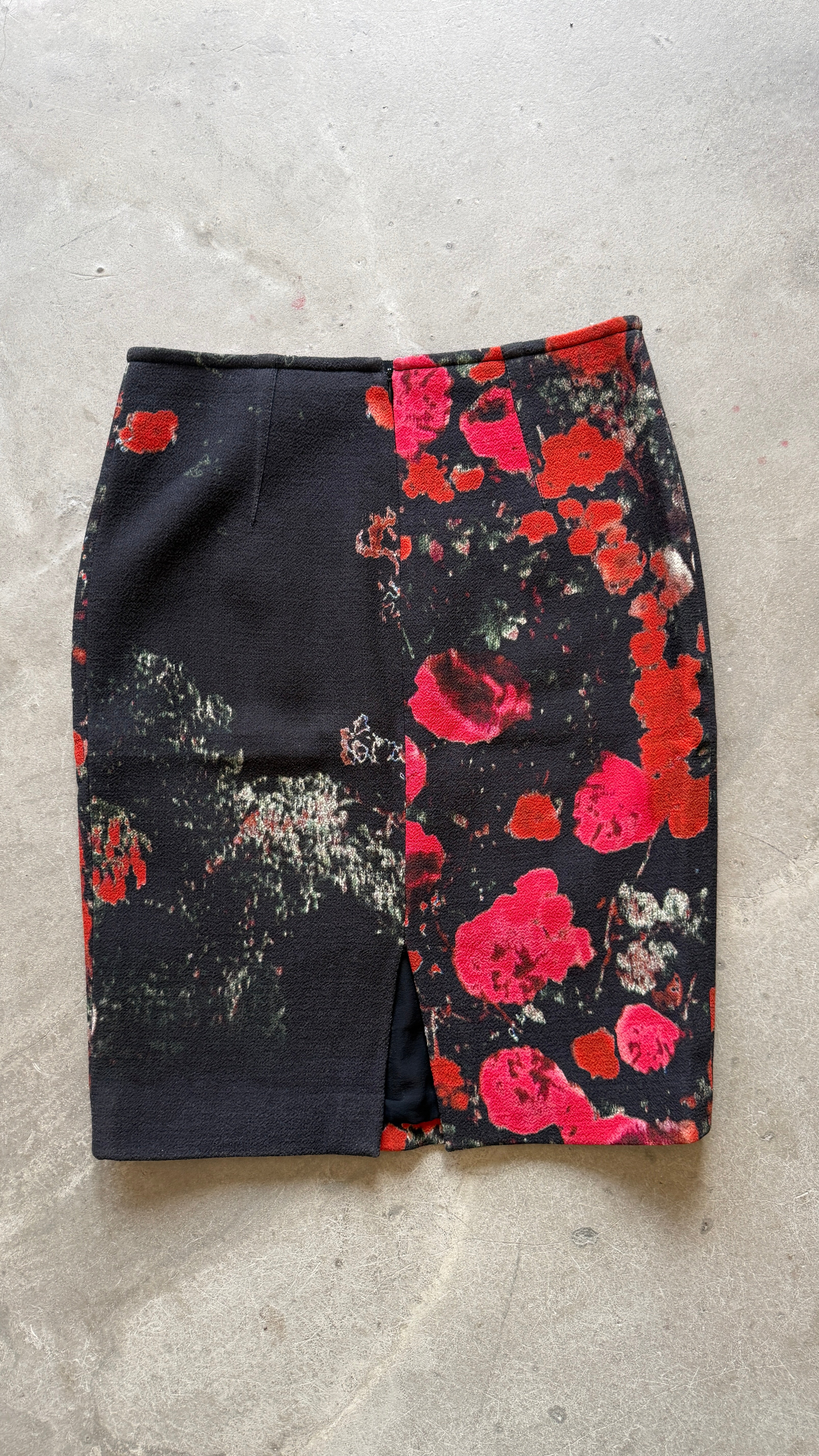 Red Flower Print Skirt