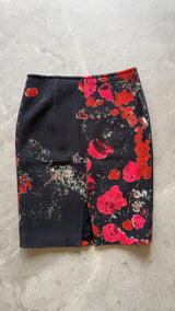 Red Flower Print Skirt