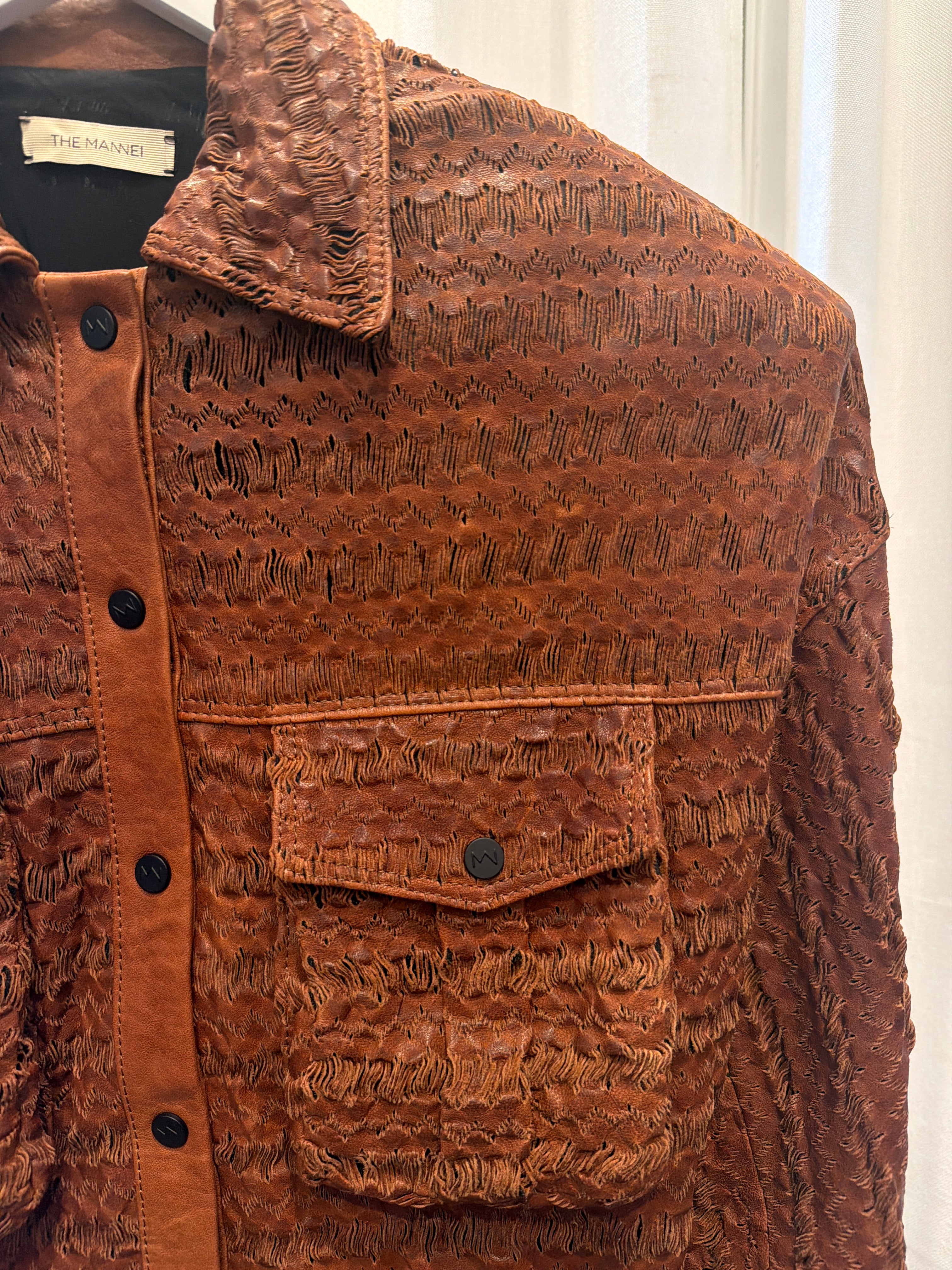 Perforated Leather Bomber Jacket