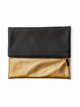 Black and Gold Leather Clutch