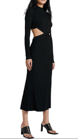 Cut Out Knit Dress with Swirl Bust