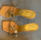 Yellow Bejeweled Sandals