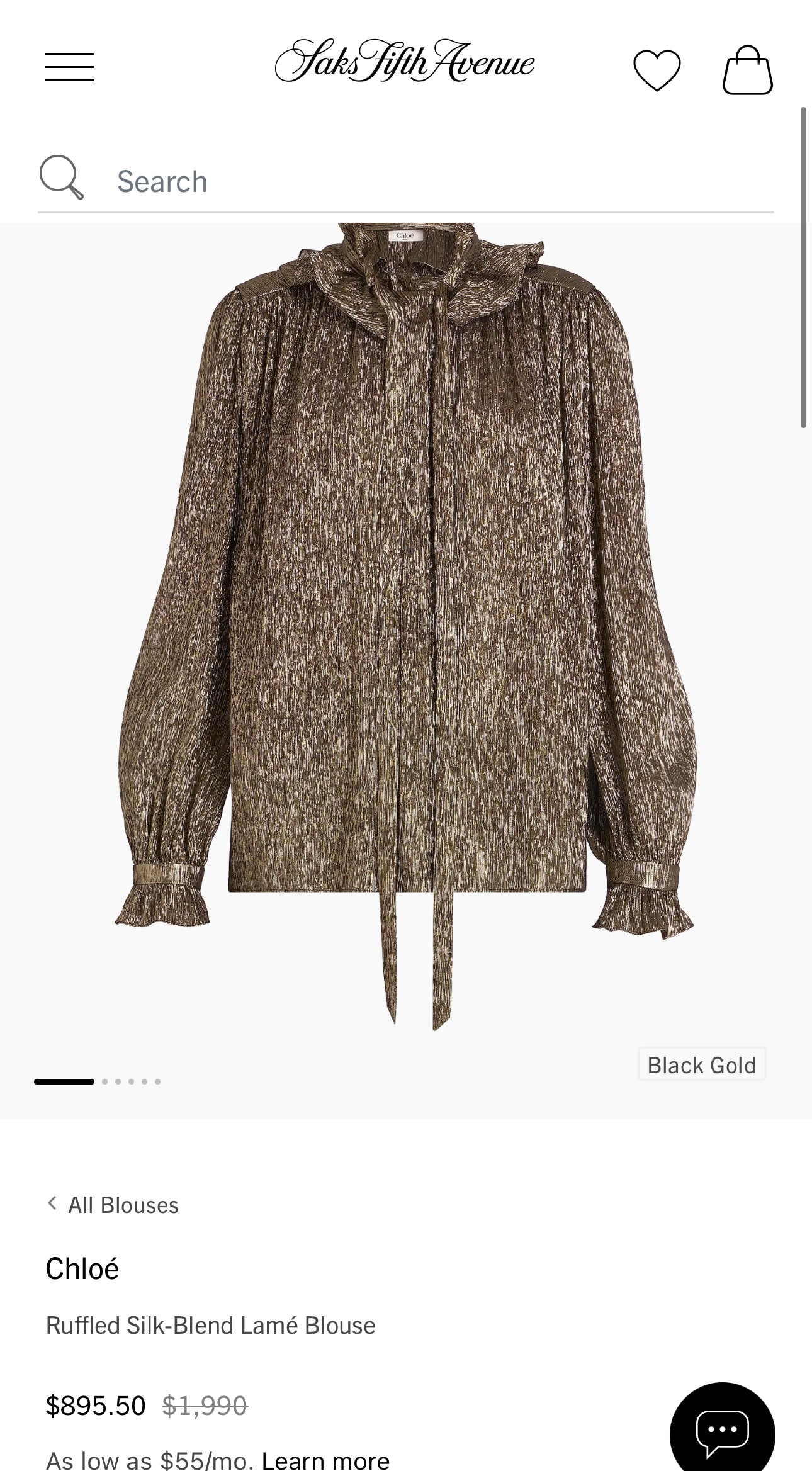 Metallic Ruffle Neck Shirt with Bow