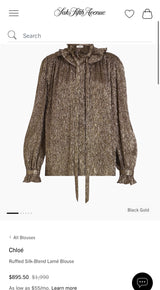 Metallic Ruffle Neck Shirt with Bow