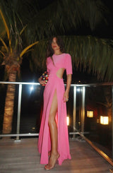 Pink Slit Maxi Dress