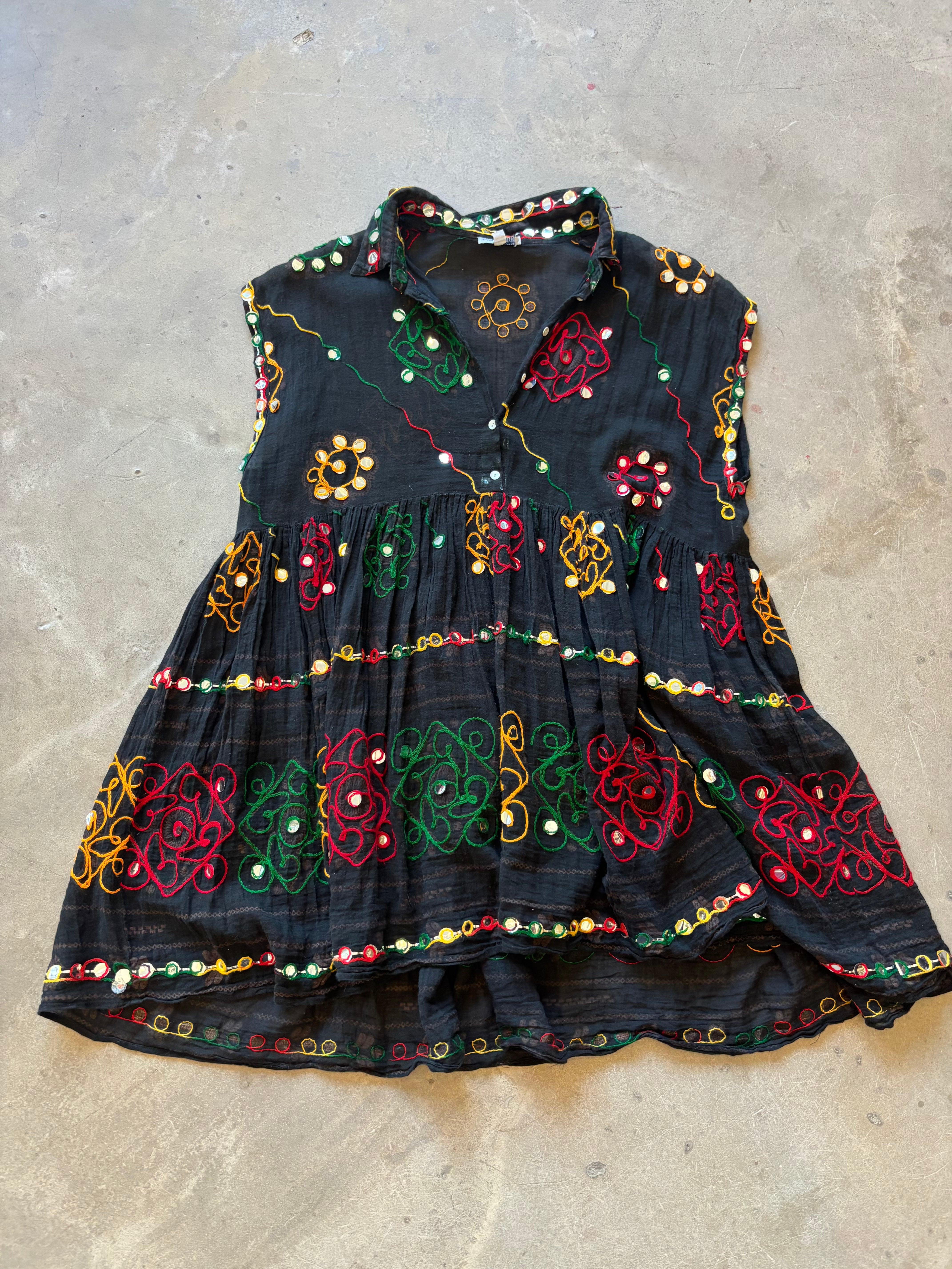 Embroidered Mini Dress