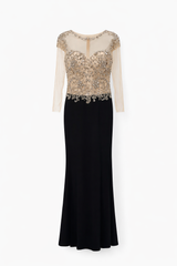 Sequins and Black Velvet Gown