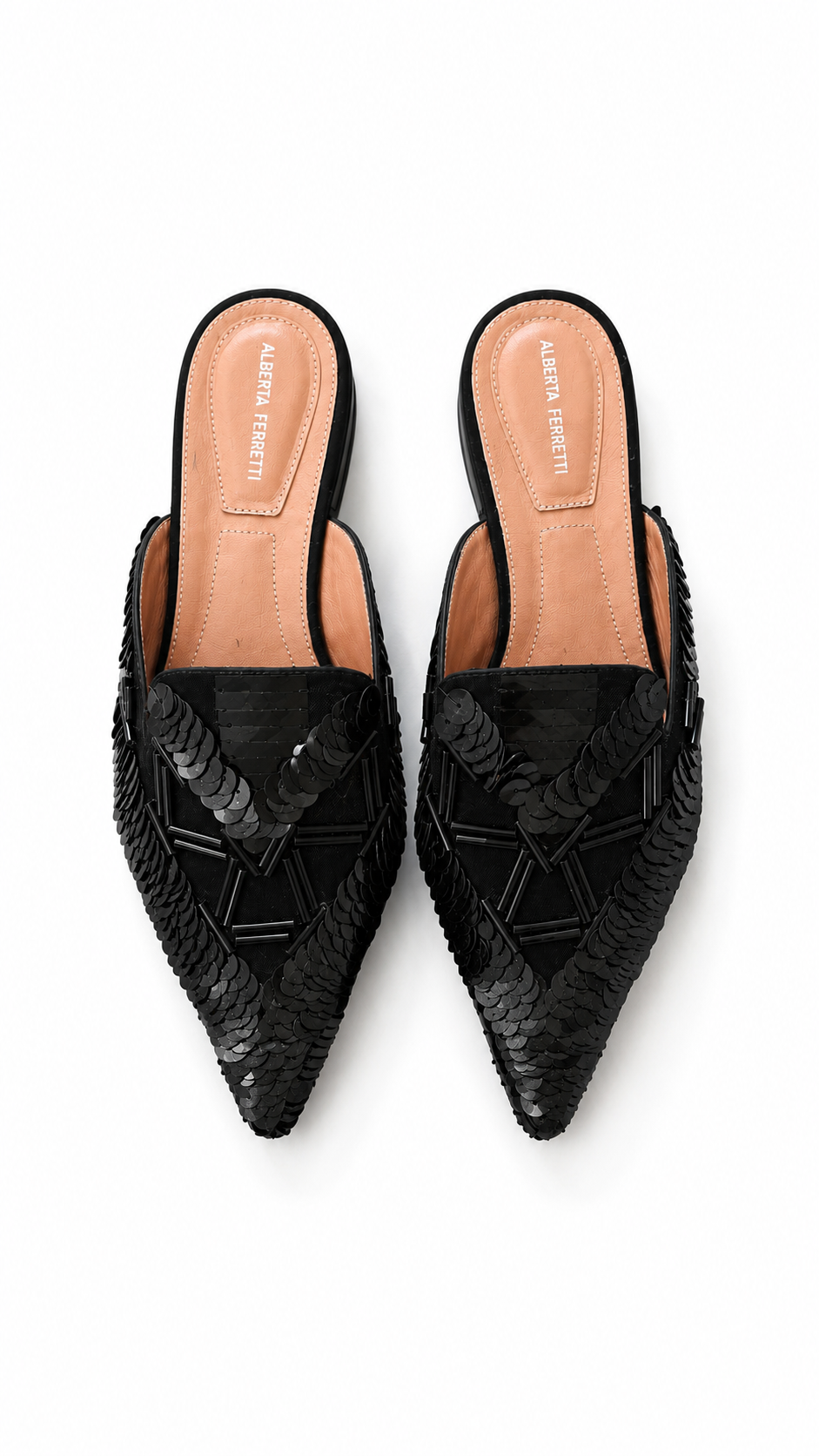Black Beaded Mules