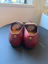 Burgundy Pearl & Chain Loafers