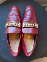 Burgundy Pearl & Chain Loafers