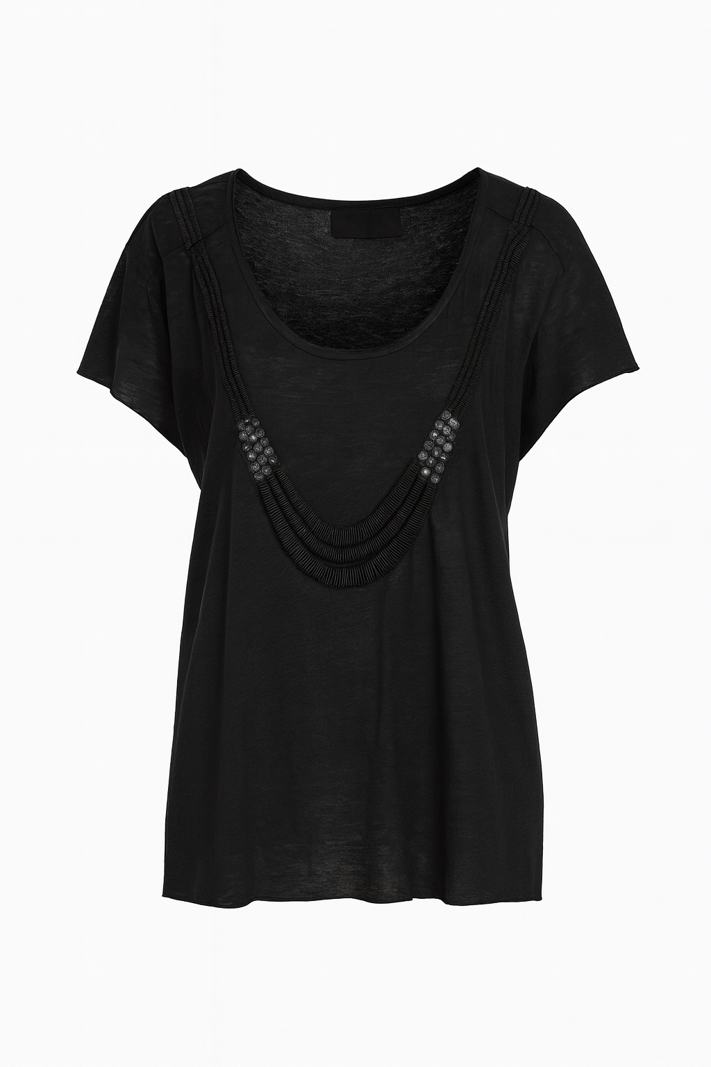 Black Tee with Beading