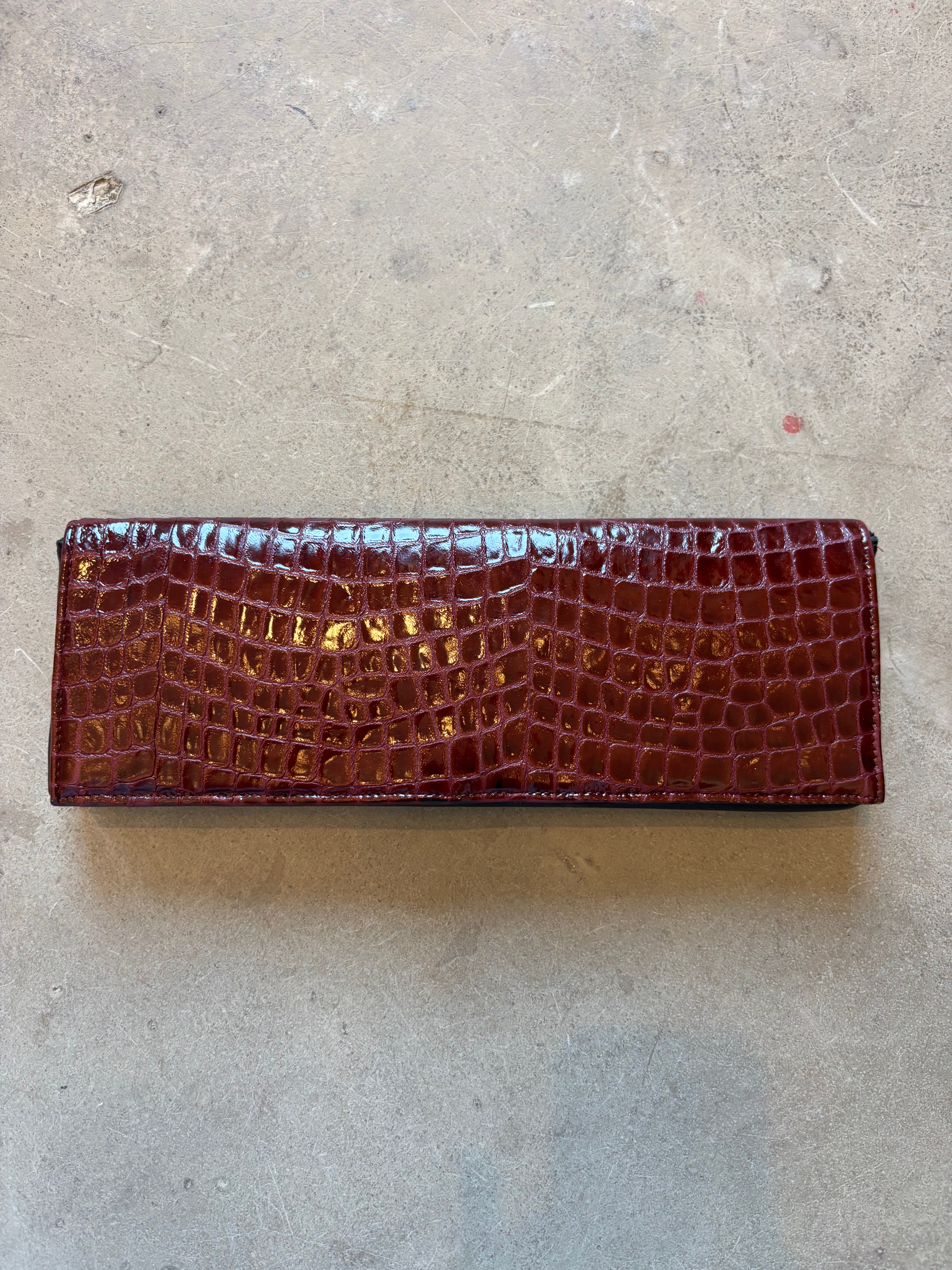 Red Snakeskin Clutch