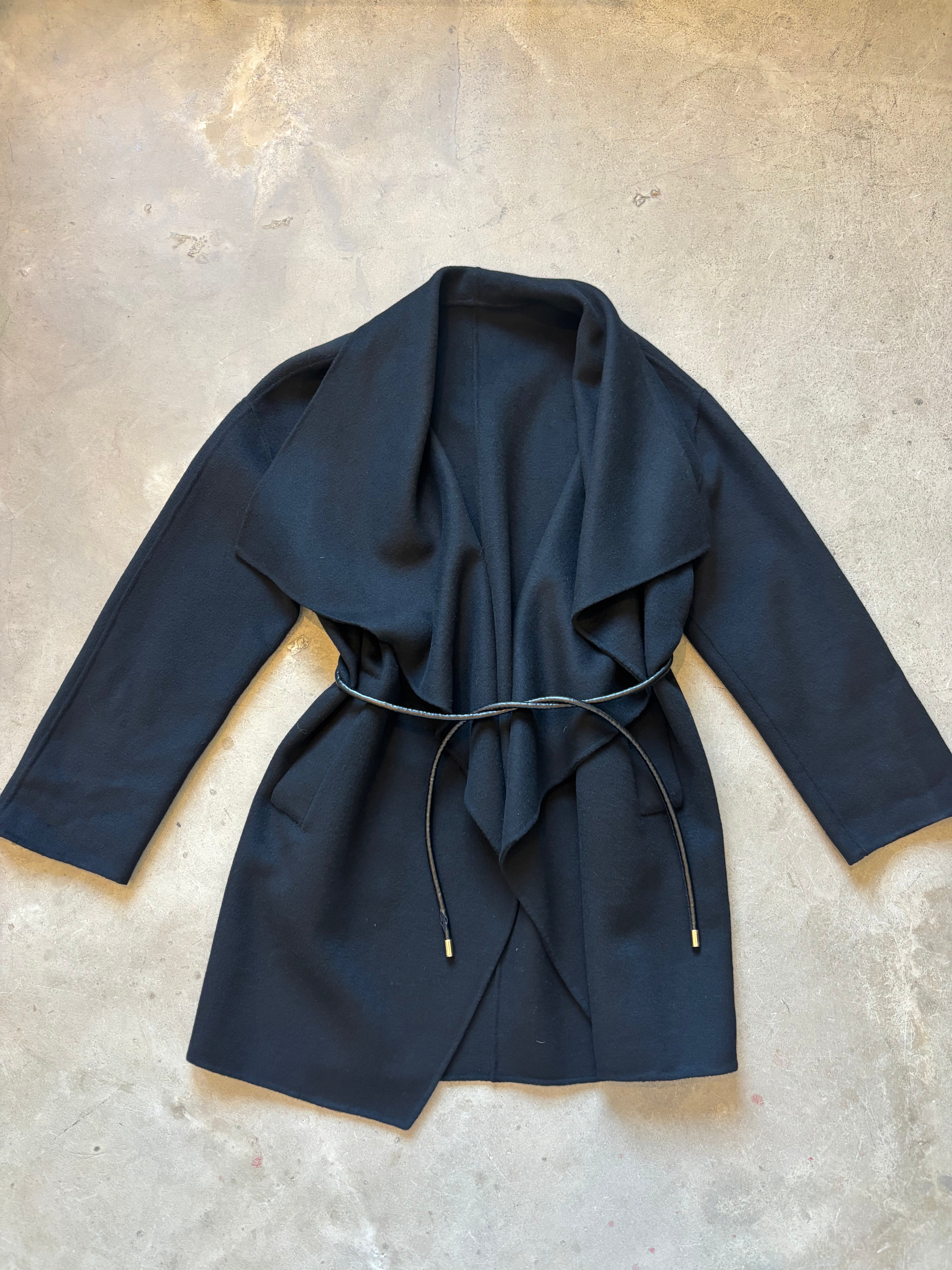 Black Cashmere Wrap Coat