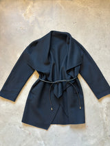 Black Cashmere Wrap Coat