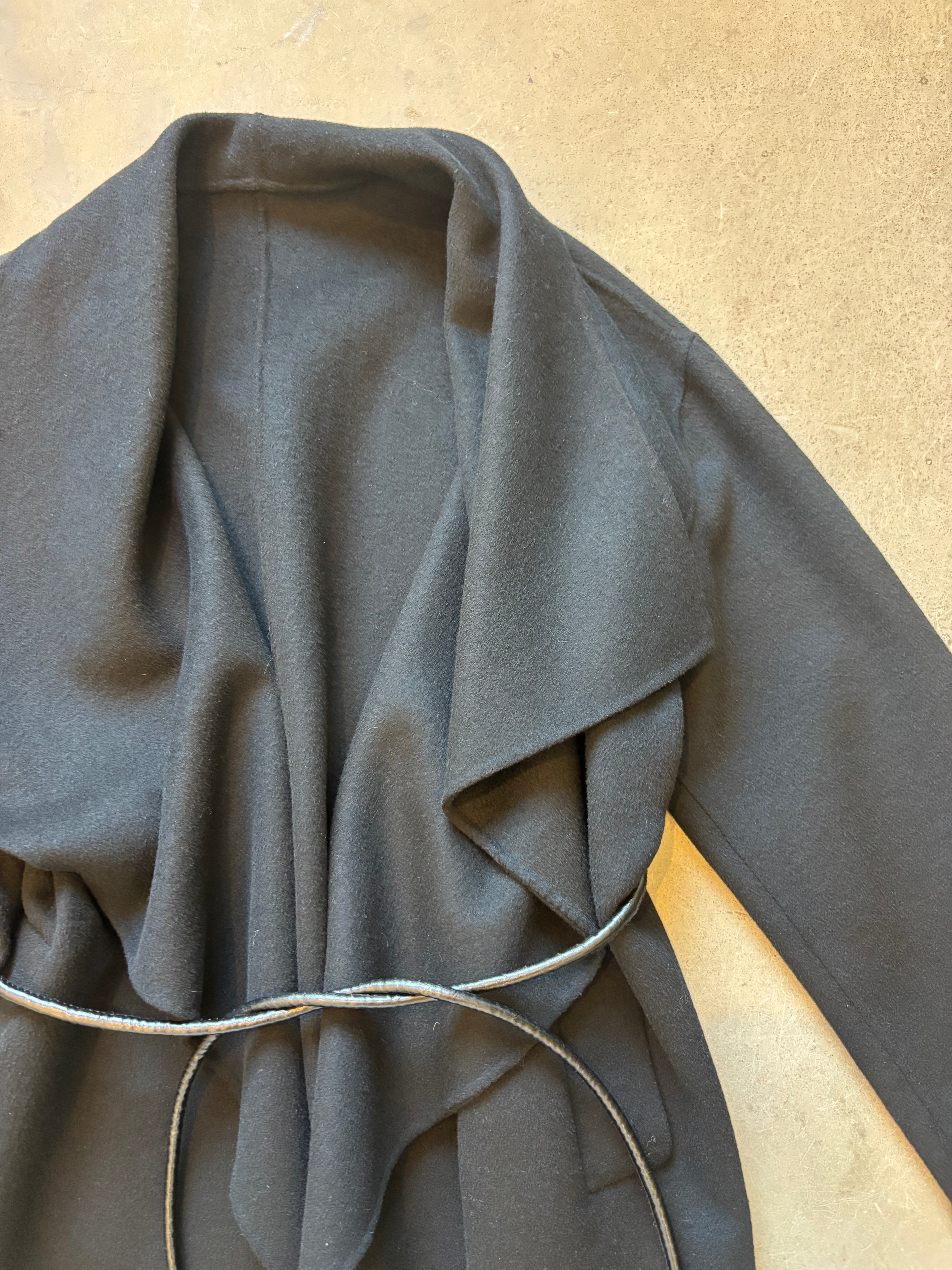 Black Cashmere Wrap Coat